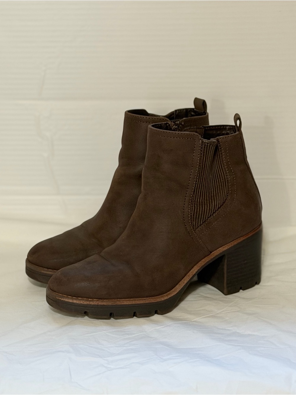 Naturalizer Brown Suede Ankle Booties with Block Heel
